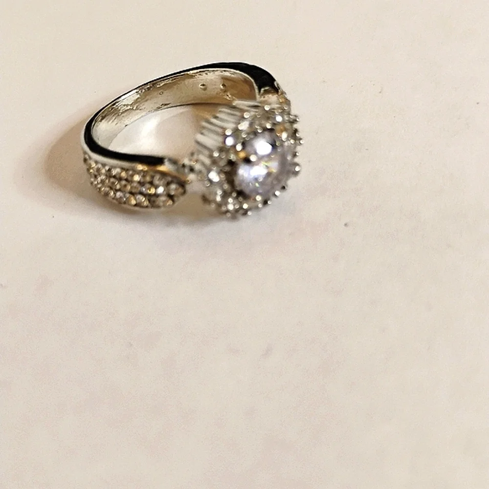 Vintage Signed 925 CZ Cocktail Ring size 5‎